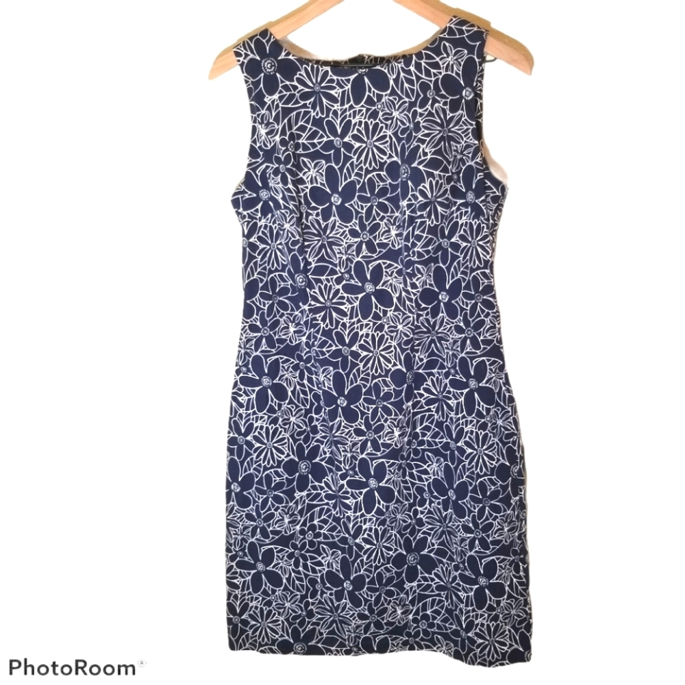 Sleeveless Tank Shift Dress w/ Stretch Floral 10